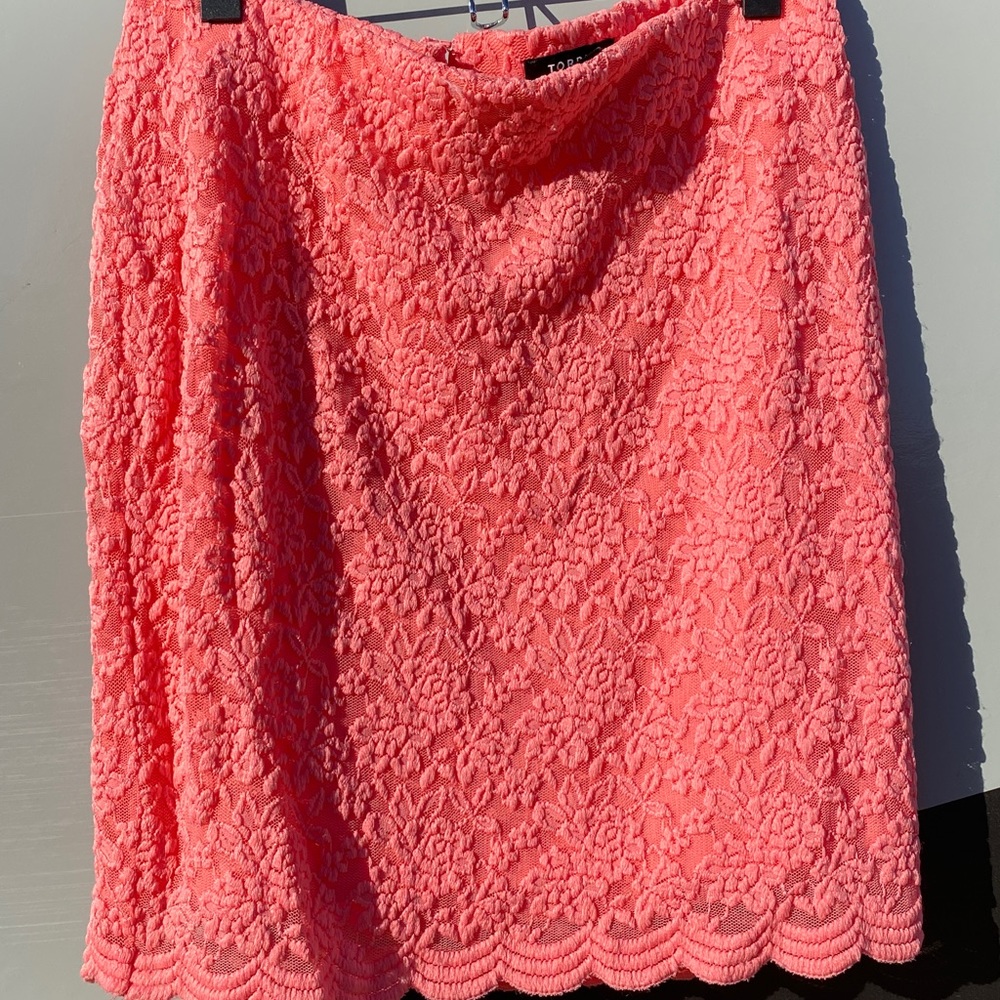 Coral pencil mini skirt with lace Torrid Size 0